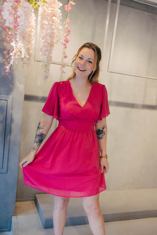 Robe courte unie Rose